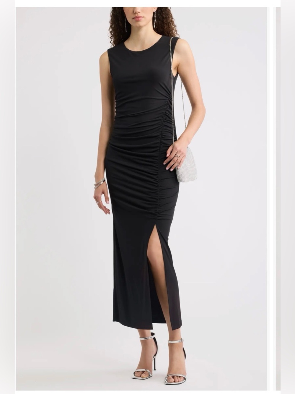 Chelsea28 Black Ruched Side Maxi Dress